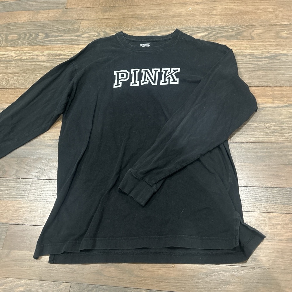 PINK Victoria's Secret Black oversized Long Sleeve Tee
